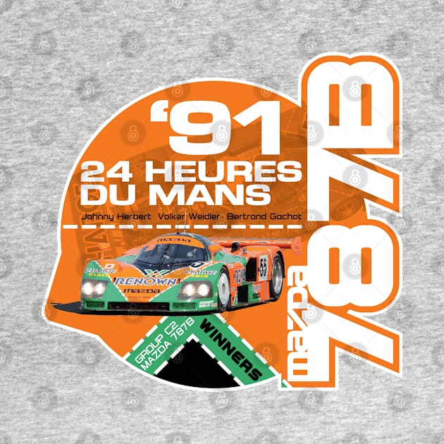 Retro Le Mans 24 Hours T-Shirt - Mazda 787B Group C2 Design by funkymonkeytees